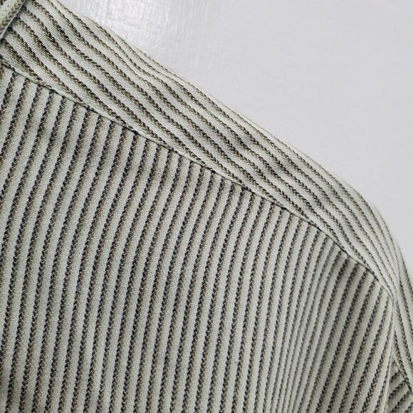 Kenneth Cole Reaction Men's Vintage Green Stripe LS Button Up Shirt XL 17-34/35 - Picture 2 of 5